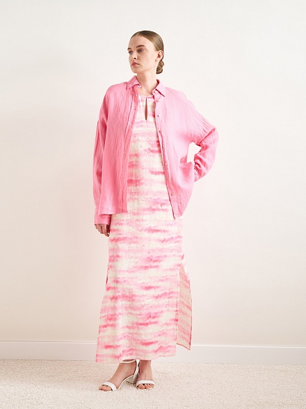 Рубашка из смеси льна и хлопка оверсайз - G022SZ0040KETO Сорочка жен. (VR041, 40)