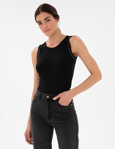 Топ в рубчик с декором - G022SZ0110LAFES_25Y Футболка жен. (VR046, XS)