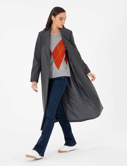 Пальто на запах с добавлением шерсти прямое - G022SZ0KS0JETLA Куртка жен. (VR006, 38)