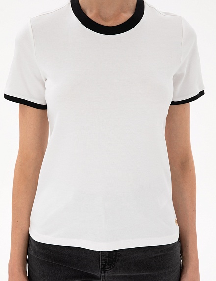 Футболка с контрастной окантовкой - G022SZ0110ORTEGO25Y Футболка жен. (VR013, XS)