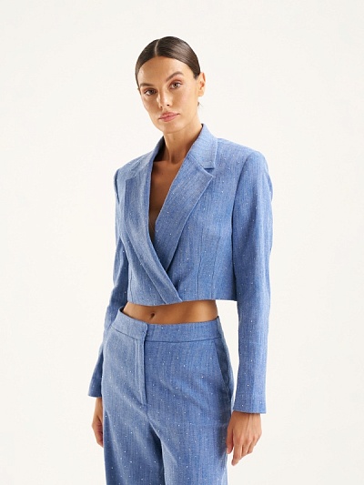 Пиджак укороченный со стразами - G022SZ0020C_ELAS_R Пиджак жен. (VR028, 36)