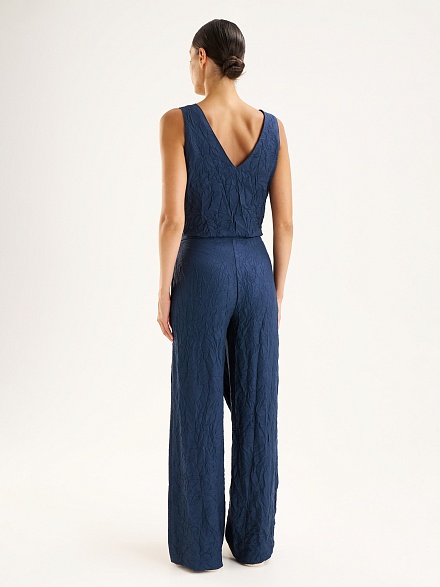 Брюки из жатой ткани асимметричного кроя прямые - G022SZ0780GRET_P Брюки жен. (VR033, 36)