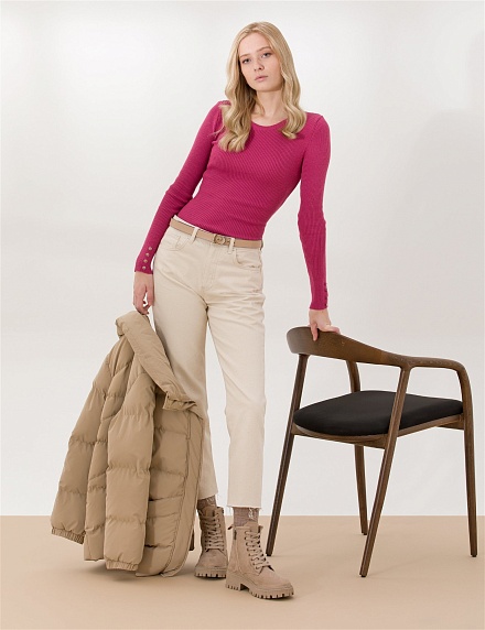 Джемпер в рубчик с декоративными пуговицами - G022SZ0TK0SERRA-BIS22K Кофта жен. (VR026, L)