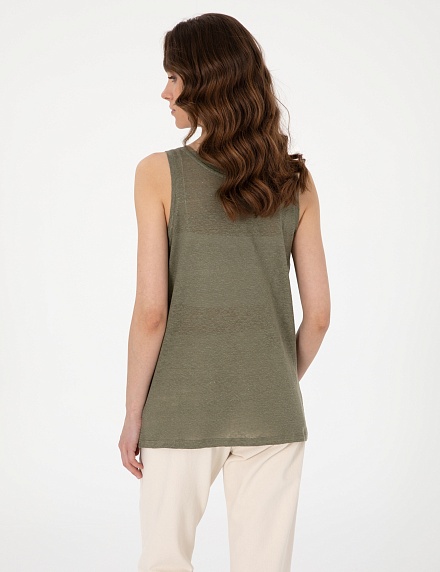 Топ из льна свободный - G022SZ0110PUDU Футболка жен. (VR027, XL)