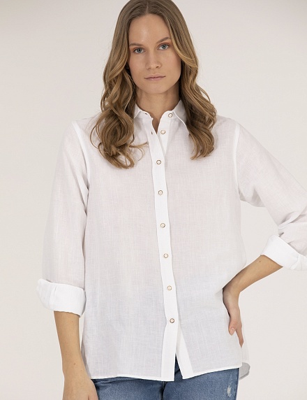 Рубашка из смеси льна и хлопка оверсайз - G022SZ0040KETO Сорочка жен. (VR013, 40)