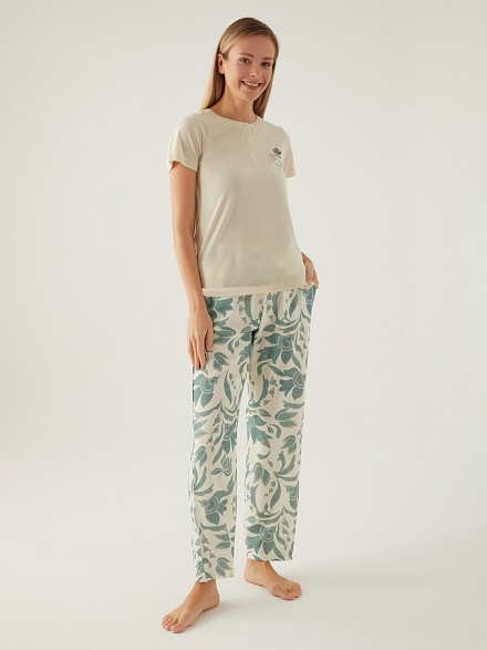 Пижама со штанами и футболкой - G022SZ0HFP028826_IY24 Костюм дом. жен. Бельевое изделие (VR019, S)