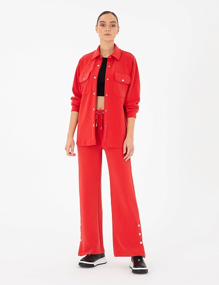 Брюки спортивные с разрезами на кнопках прямые - 