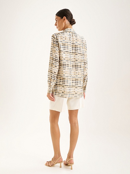 Рубашка с графичным рисунком полуприталенная - G022SZ0040LESA_G Сорочка жен. (VR011, 36)