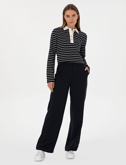 Лонгслив с отложным воротником в полоску - G022SZ0820SETHA Толстовка жен. (VR033, XS)