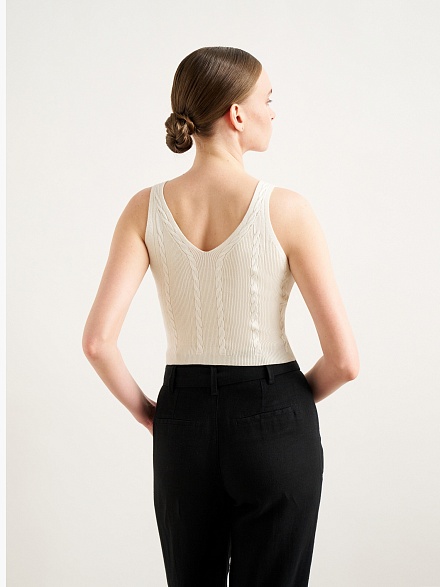 Топ вязаный с узором косы - G022SZ0TK0OZIN Кофта жен. (VR013, XL)