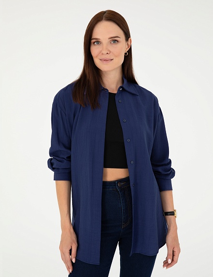 Рубашка из жатой ткани удлиненная - G022SZ0040NOVA Сорочка жен. (VR033, 36)