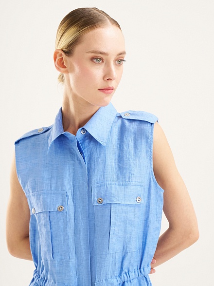 Комбинезон без рукавов с добавлением льна - G022SZ0320CREW Платье жен. (VR249, 42)