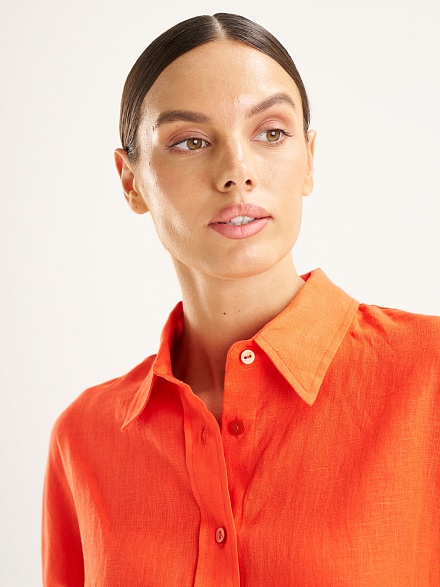 Рубашка из смеси льна и хлопка оверсайз - G022SZ0040KETO Сорочка жен. (VR239, 42)