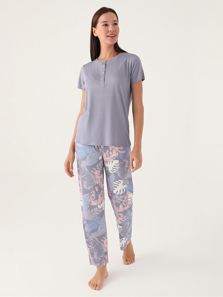 Пижама со штанами и футболкой - G022SZ0HFP028801_IY24 Костюм дом. жен. Бельевое изделие (VR024, XL)