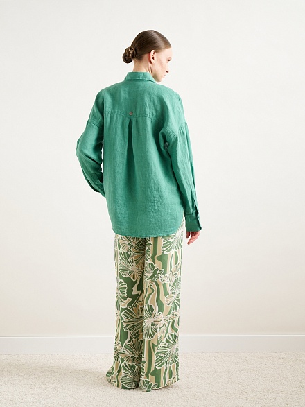 Рубашка из смеси льна и хлопка оверсайз - G022SZ0040KETO Сорочка жен. (VR055, 40)