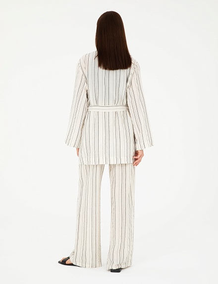 Брюки на резинке с добавлением льна прямые - G022SZ0780YOKO-P Брюки жен. (VR019, 34)