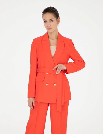 Пиджак двубортный с добавлением льна - G022SZ0020CLAY_C Пиджак жен. (VR239, 34)