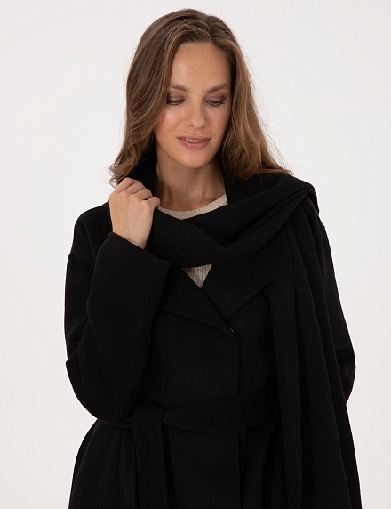 Пальто с несъемным шарфом из смесовой шерсти - G022SZ0KS0BENAL Пальто жен. (VR046, 34)