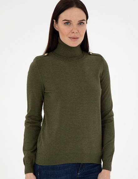 Водолазка с декоративными петлями на плечах - G022SZ0TK0FORGE Кофта жен. (VR238, S)