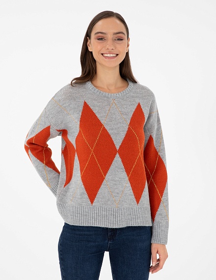Свитер с узором ромбы - G022SZ0TK0SIENA Кофта жен. (VR086, M)
