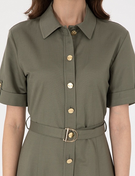 Платье-рубашка миди с добавлением льна - G022SZ0320BOWIE Платье жен. (VR027, 38)