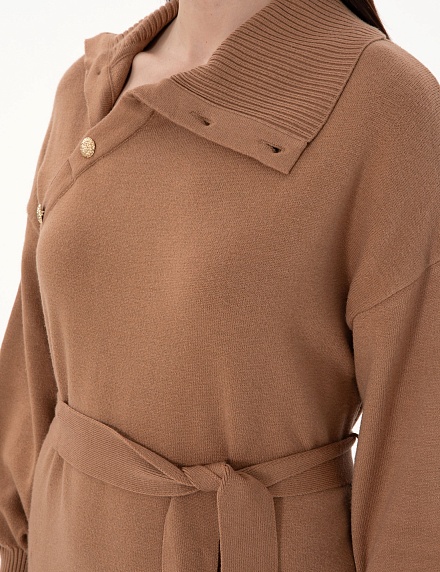 Платье миди трикотажное с поясом - G022SZ0TE0MEA Платье жен. (VR015, XS)