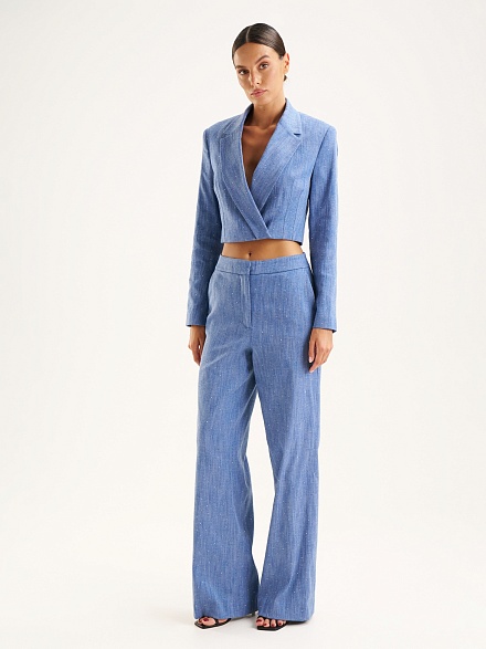 Брюки со стразами прямые - G022SZ0030P_ELAS_R Брюки жен. (VR028, 38)