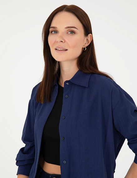 Рубашка из жатой ткани удлиненная - G022SZ0040NOVA Сорочка жен. (VR033, 34)