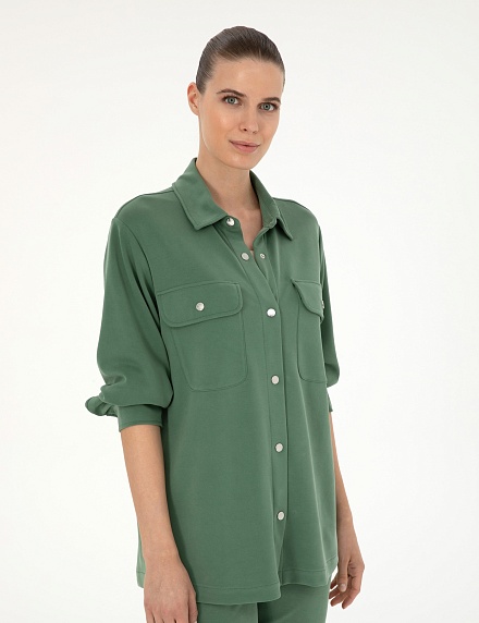Рубашка с накладными карманами прямого кроя - G022SZ0820JUHA_C Толстовка жен. (VR054, 2XS)