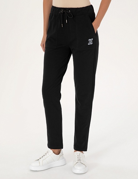 Брюки на кулиске с хлопком прямые - 