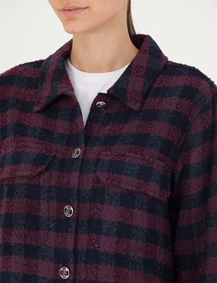 Рубашка теплая в клетку прямого кроя - G022SZ0040FLORAL Сорочка жен. (VR033, 34)