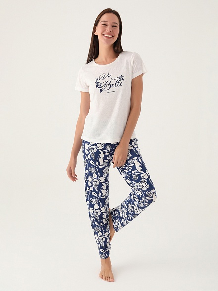 Пижама со штанами и футболкой - G022SZ0HFP028808_IY24 Костюм дом. жен. Бельевое изделие (VR071, S)