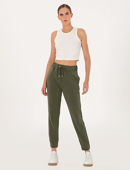 Брюки спортивные на манжетах зауженные - 