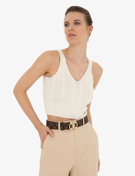 Ремень из экокожи с логотипом - A022SZ016DNMIY24_K132 Ремень жен. (VR029, 90)