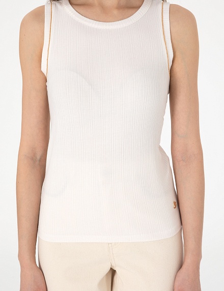 Топ в рубчик с декором - G022SZ0110LAFES_25Y Футболка жен. (VR019, S)