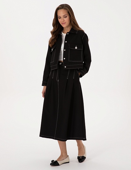 Юбка миди А-силуэта с контрастными строчками - G022SZ0980TEKU_E Юбка жен. (VR046, 36)