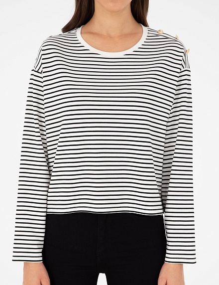 Лонгслив в полоску с декоративными пуговицами - G022SZ0820ZETA Толстовка жен. (VR019, L)