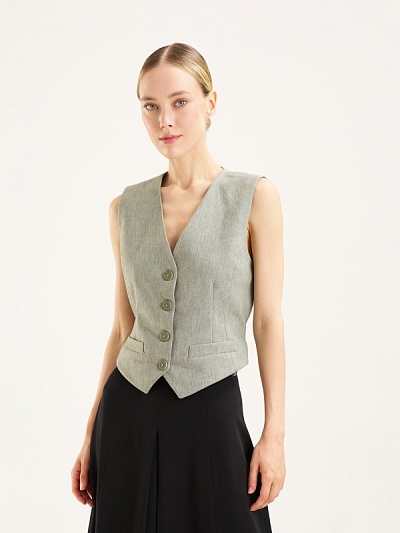 Жилет классический с добавлением льна - G022SZ0100Y_GRATA_R Жилет жен. (VR027, 36)