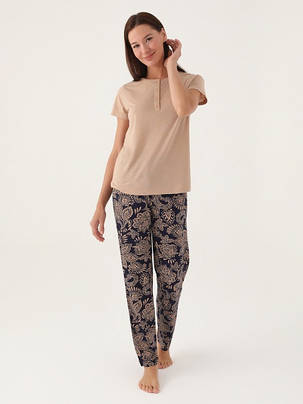 Пижама со штанами и футболкой - G022SZ0HFP028796_IY24 Костюм дом. жен. Бельевое изделие (VR052, XL)
