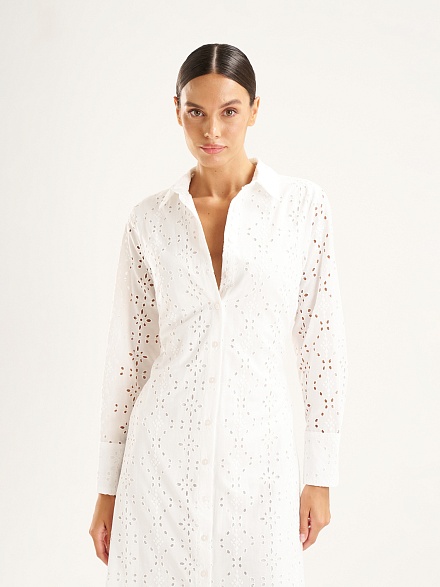 Платье-рубашка макси с перфорированным узором - G022SZ0320LOWEL Платье жен. (VR013, 34)
