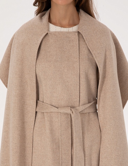 Пальто с несъемным шарфом из смесовой шерсти - G022SZ0KS0BENAL Пальто жен. (VR156, 38)