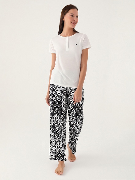 Пижама со штанами и футболкой - G022SZ0HFP028838_IY24 Костюм дом. жен. Бельевое изделие (VR071, S)