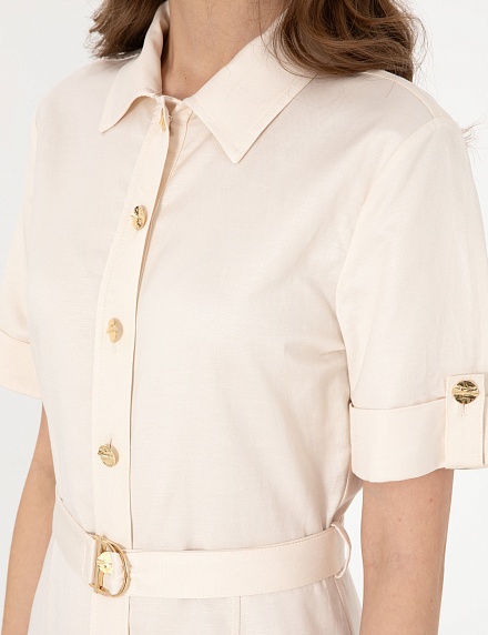 Платье-рубашка миди с добавлением льна - G022SZ0320BOWIE Платье жен. (VR019, 44)