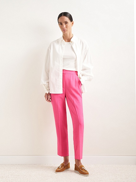 Брюки укороченные из жатой ткани - G022SZ0030P-KRAF-R Брюки жен. (VR023, 40)