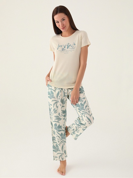 Пижама со штанами и футболкой - G022SZ0HFP028825_IY24 Костюм дом. жен. Бельевое изделие (VR019, S)