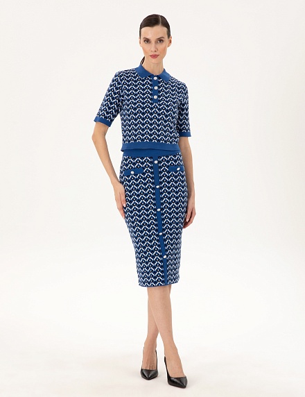 Юбка-карандаш трикотажная с декоративными пуговицами - 