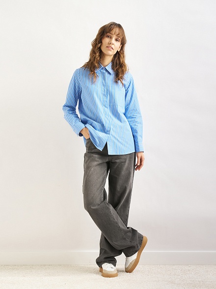 Рубашка в полоску свободная - G022SZ0040G_KARMEN_R Сорочка жен. (VR036, 36)