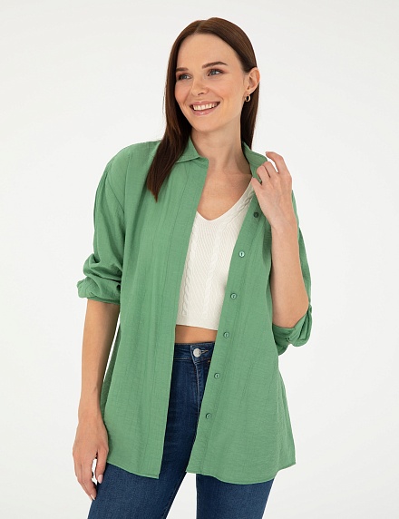 Рубашка из жатой ткани удлиненная - G022SZ0040NOVA Сорочка жен. (VR054, 40)