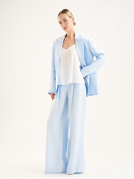 Брюки льняные палаццо с защипами - G022SZ0030MATHI_P Брюки жен. (VR003, 34)