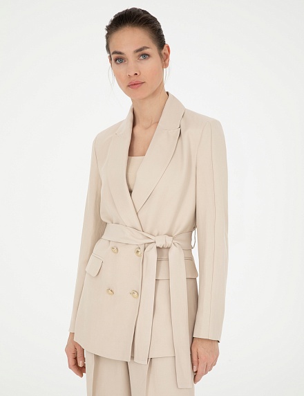 Пиджак двубортный с добавлением льна - G022SZ0020CLAY_C Пиджак жен. (VR085, 34)